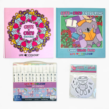 Cute and Cosy Combo - Colouring Book and stickers bundle