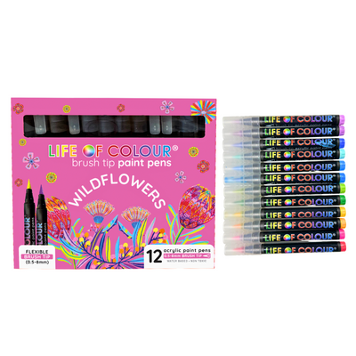 Wildflowers Brush Tip Acrylic Paint Pens - Set of 12