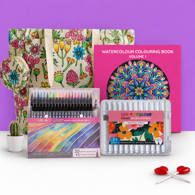 Wildflower Tote and Watercolour Colouring Book Bundle
