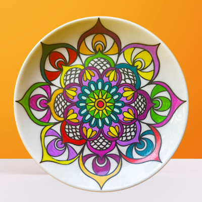 Ceramic Plate Painting Kit - Mandala design