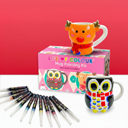 Christmas Mug Painting Kit - Owl and Reindeer