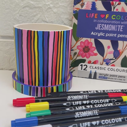 Jesmonite® x Life of Colour Classic Colour Dual Tip Acrylic Paint Pens - Set of 12