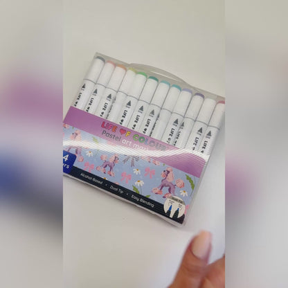 Art Markers - 24 Alcohol Based, Dual Tip Markers  - Pastel Colours