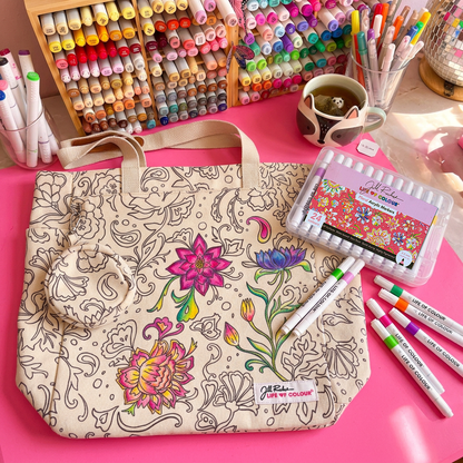 DIY Doodle Bag Bundle - Wildflower & Dreamy Flowers Tote Bags & Acrylic Markers
