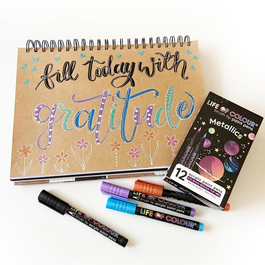 Metallic Brush Tip Acrylic Paint Pens Set of 12 Life of Colour