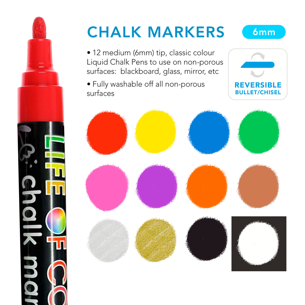 12 Color/set Liquid Erasable Chalk Marker Pen For Glass Windows