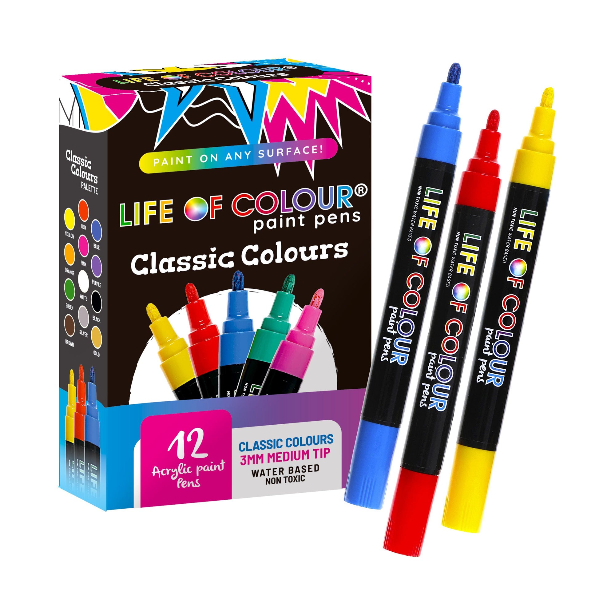 Classic Colour Paint Pens - Medium Tip Pen Sets Life of Colour