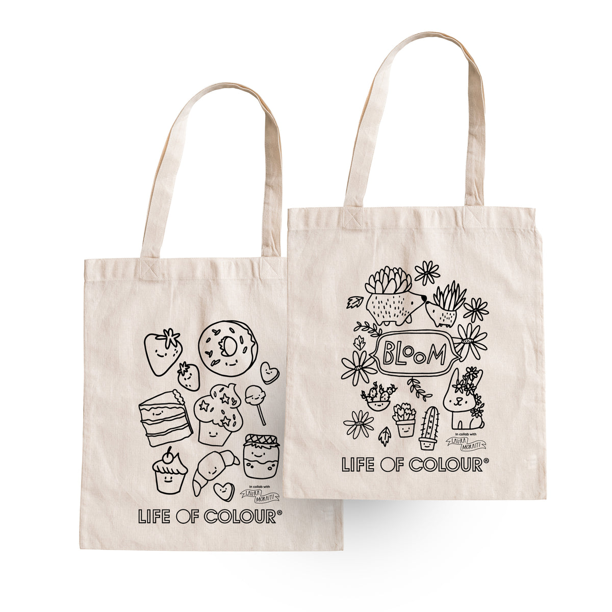 Colour-In Lineart Canvas Tote Bags